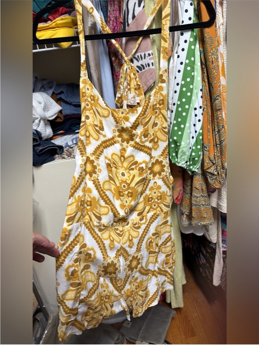 Love St Yellow Floral-Print overall style romper size xl